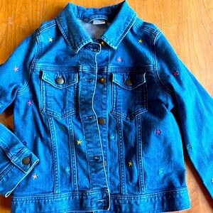 Hanna Andersson Blue Denim Jacket with Colorful Star Accents